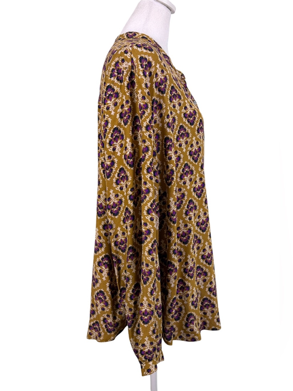 J.Jill Mustard Purple Floral Rayon Button Tunic Estimated XL - Picture 5 of 12